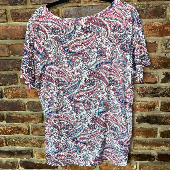 Cheekys Brand Paisley Sequined Pocket Short Sleeve Blouse Women's Size XXL - Picture 5 of 5